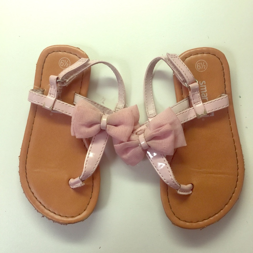 Smart Fit pink bow sandals toddler girl size 6.5